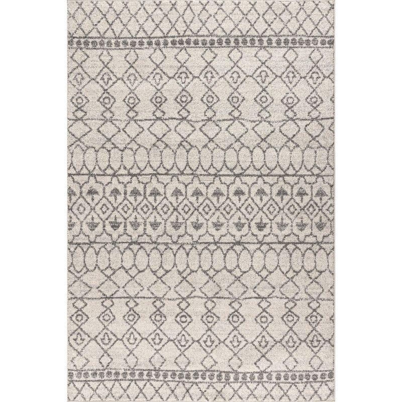 Vintage Moroccan Inspired Easy-Care Gray & Ivory Area Rug