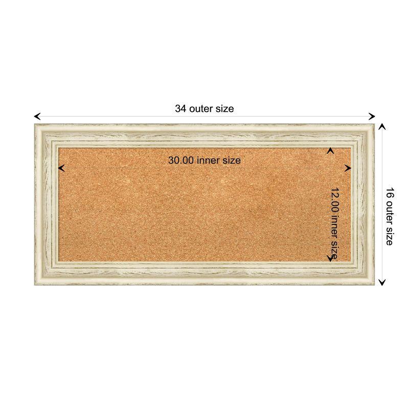 Country White Wash Wood Framed Natural Corkboard