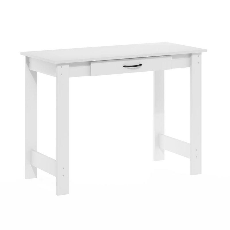 White Wood Corner Writing Desk with Drawer