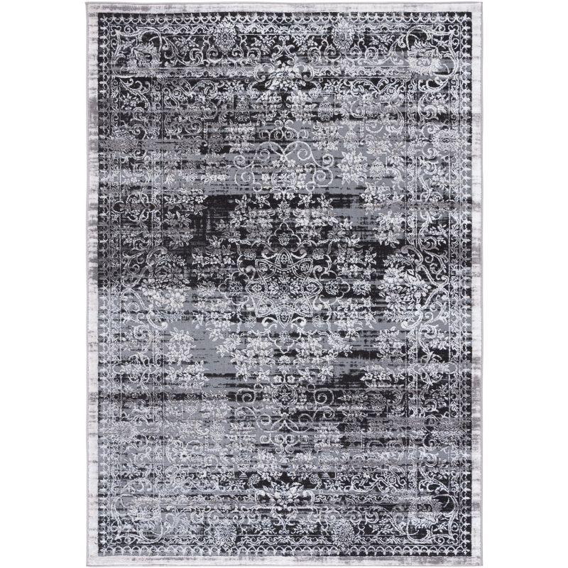 Charcoal Synthetic Hand-Knotted Square Area Rug