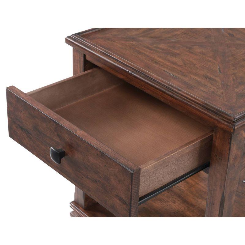 21" Bridgton Square Wood End Table with Drawer Cherry - Alaterre Furniture