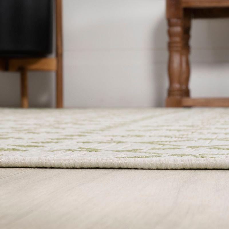 3' x 5' Ourika Moroccan Geometric Textured Weave Indoor/Outdoor Area Rug, Cream/Green - JONATHAN Y