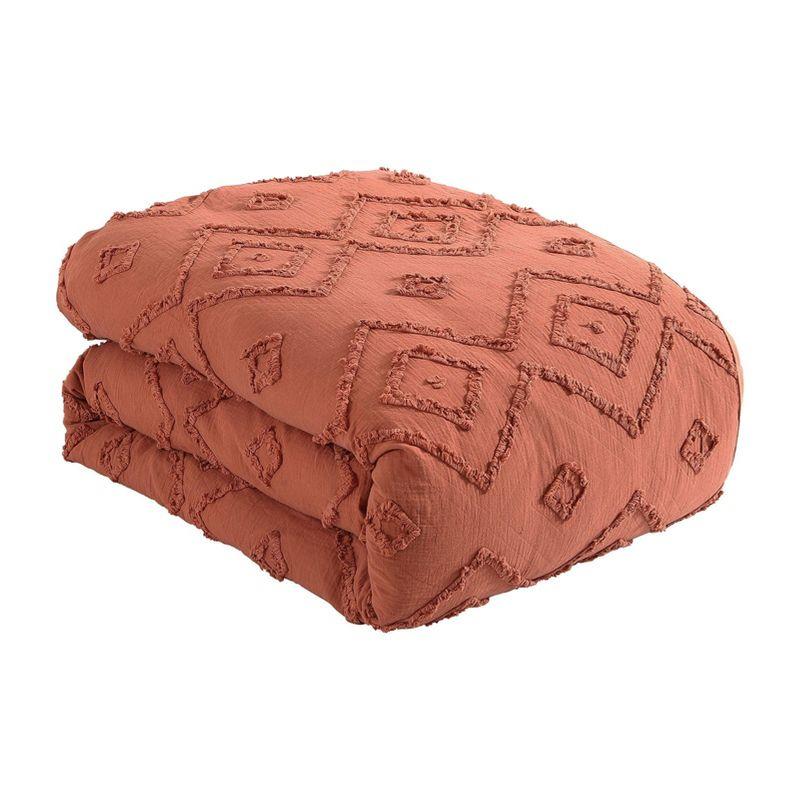 Swift Home Rukai 100% Cotton Diamond Clip Jacquard 3D Fringe Texture 5-Piece Comforter Set