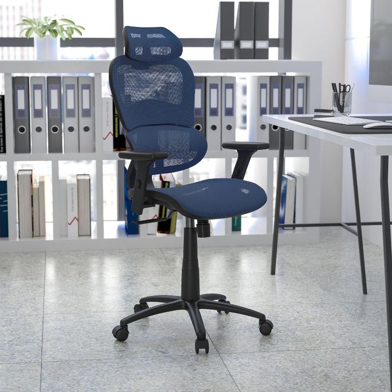 Flash Furniture Ergonomic Mesh Office Chair with 2-to-1 Synchro-Tilt, Adjustable Headrest, Lumbar Support, and Adjustable Pivot Arms