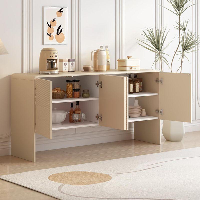 Apricot Cream 60" MDF 4-Door Sideboard Cabinet