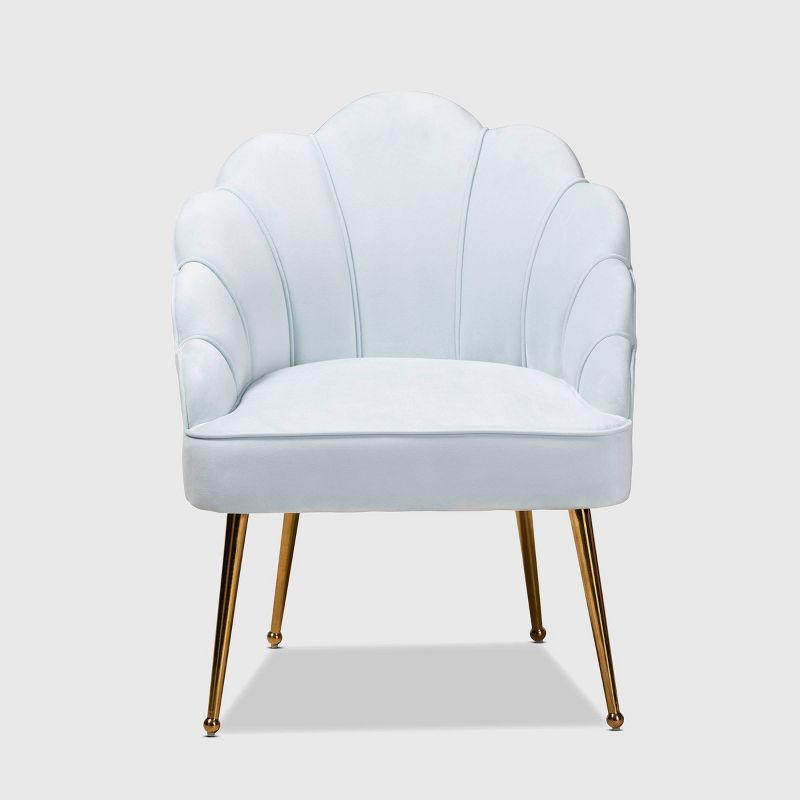 Cinzia Velvet Upholstered Seashell Shaped Accent Chair - Baxton Studio