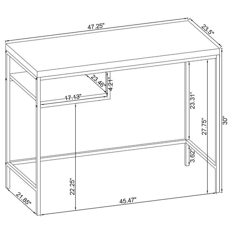 Kravitz Writing Desk with Storage Shelf Weathered Gray - Coaster: Steel Frame, Open Compartment, Home Office