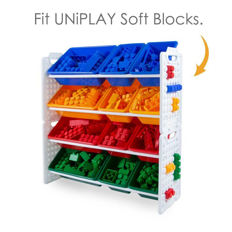 UNiPLAY Toy Organizer With Removable Storage Bins, Multi-Bin Organizer for Books, Building Blocks, School Materials, Toys with Baseplate Board Frame