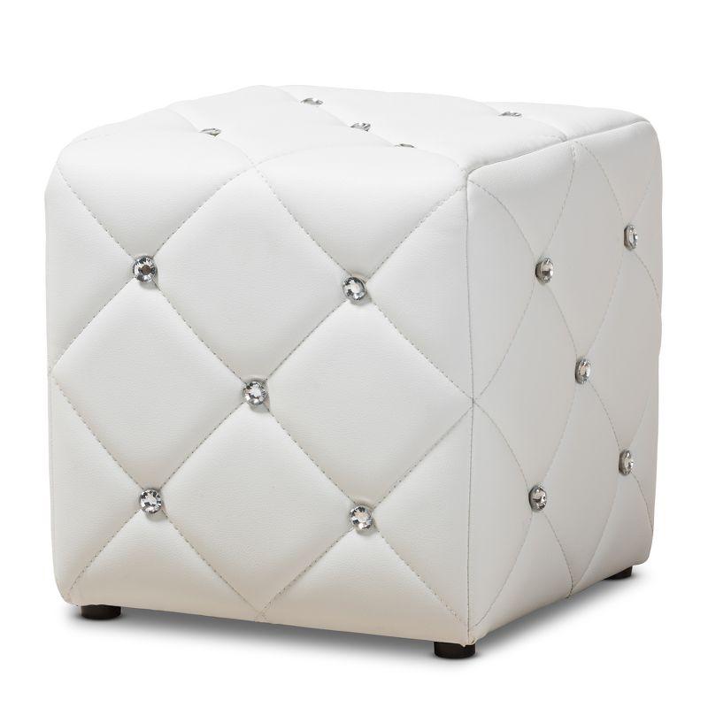 Stacey Modern and Contemporary Faux Leather Upholstered Ottoman White - Baxton Studio