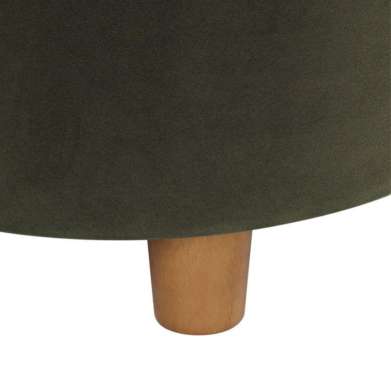 Round Storage Ottoman Loden Green - HomePop: Velvet Upholstered, Lift-Off Lid, Wood Legs, Bedroom & Living Room Furniture
