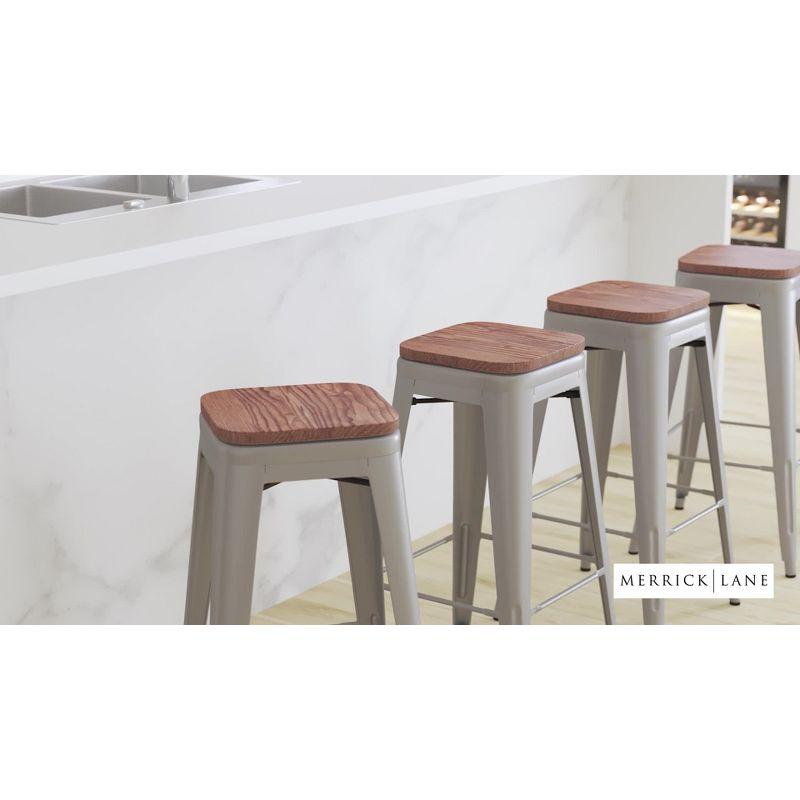 Brooklyn Gray 62'' Rustic Wood & Metal Backless Bar Stool