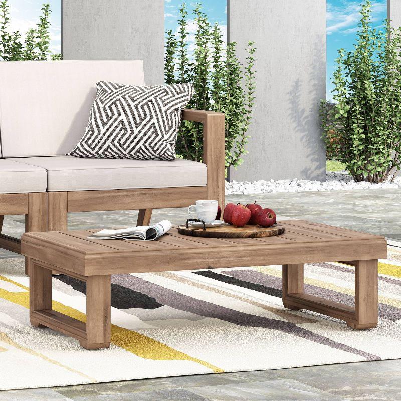 Westchester Outdoor Acacia Wood Rectangular Coffee Table Brown Wash - Christopher Knight Home