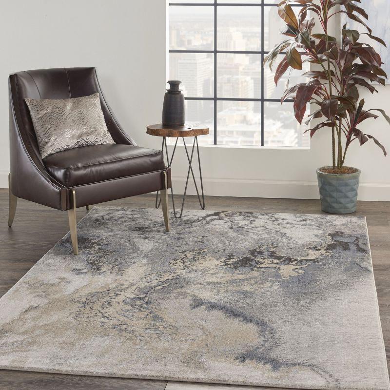 Nourison Maxell Modern Abstract Indoor Area Rug Grey 5'3" x 7'3"