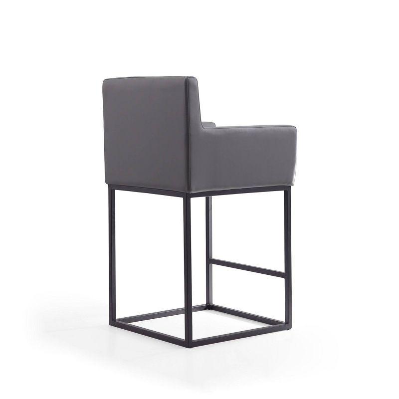 Ambassador Metal Counter Height Barstool Gray - Manhattan Comfort: Upholstered, Fixed Height, Footrest
