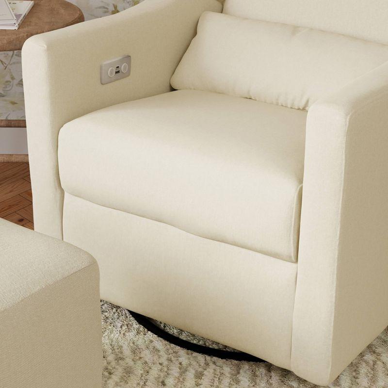 Eco-Weave Cream Performance Swivel Recliner Armchair with USB