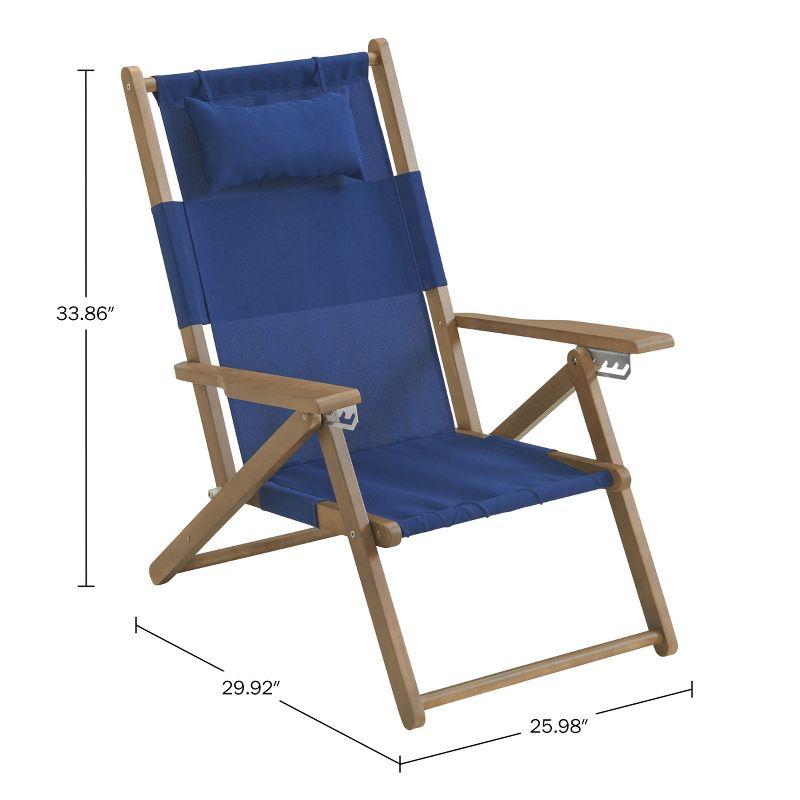 Blue Eucalyptus Wood Folding Camping Chair with Arms