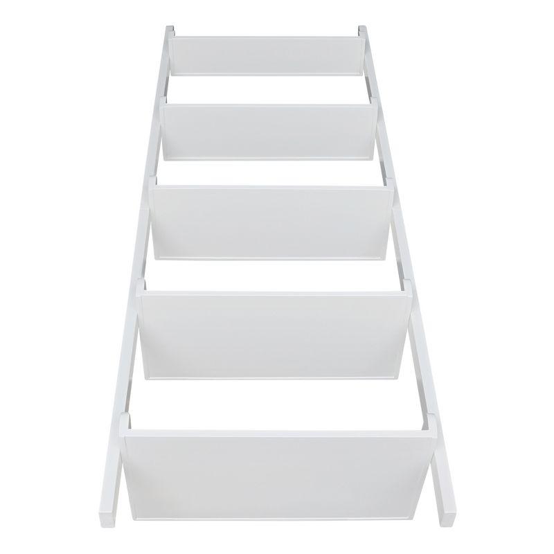 75.5" 5 Tier Solid Wood Leaning Bookshelf White - International Concepts