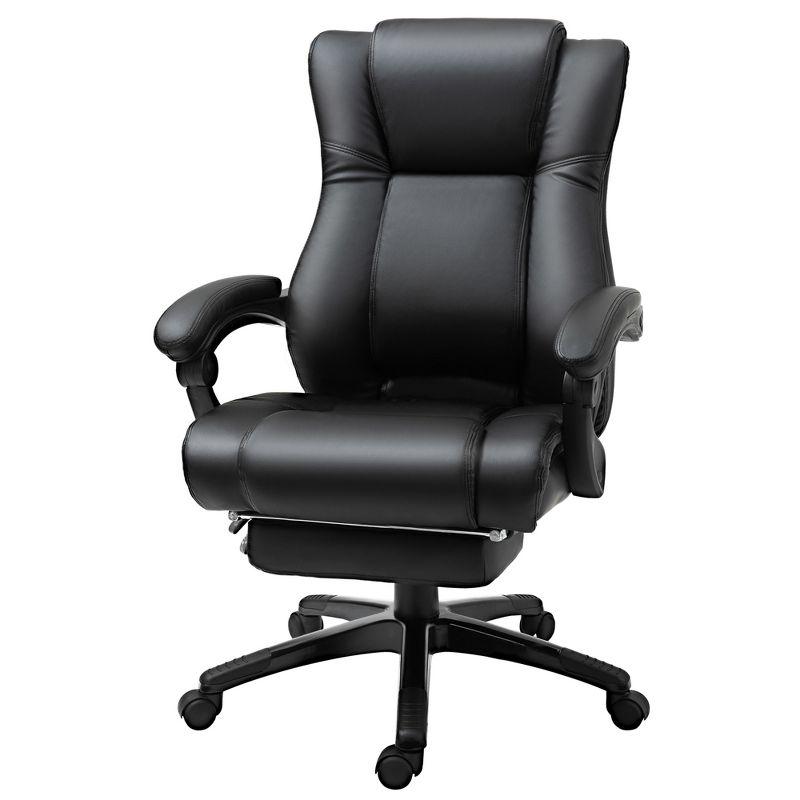 Vinsetto Executive High Back Office Chair Executive Computer Desk Chair with PU Leather, Adjustable Height and Retractable Footrest, Black