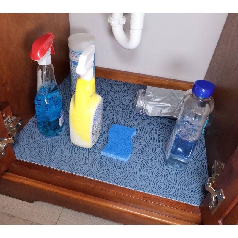Drymate XL Under Sink Mat, Protective Cabinet Liner For Kitchen & Bathroom - Absorbent, Waterproof, Trimmable (24”x59”) (Borage Blue) (USA Made)