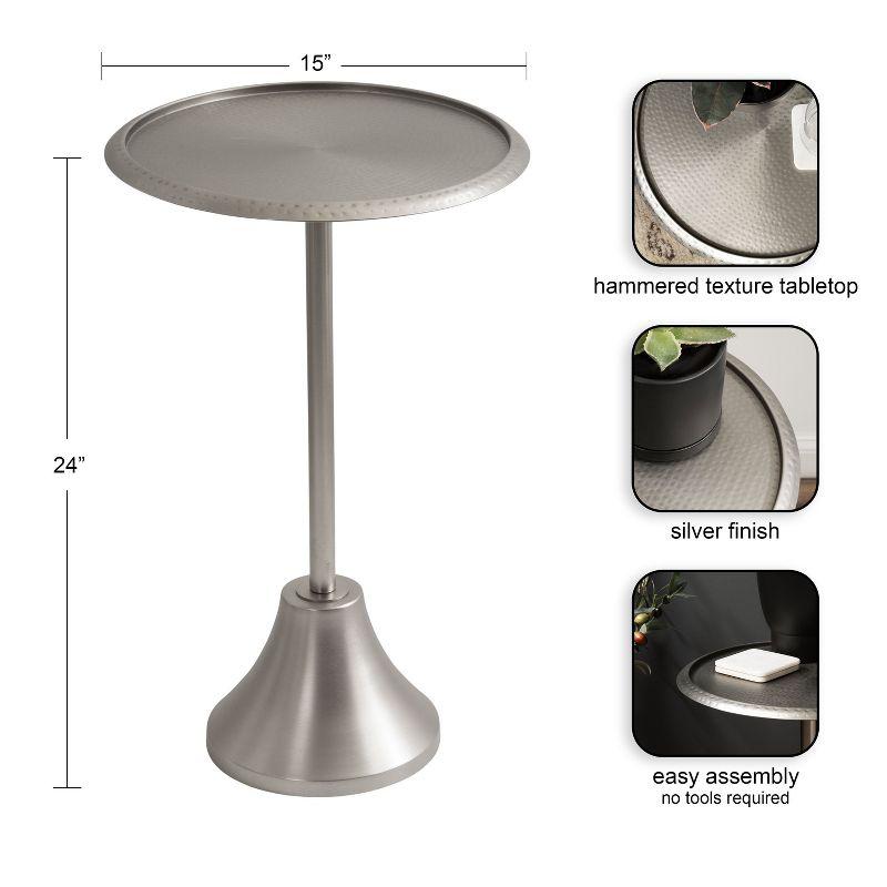 Kate and Laurel Sanzo Metal Side Table, 15x15x24, Silver
