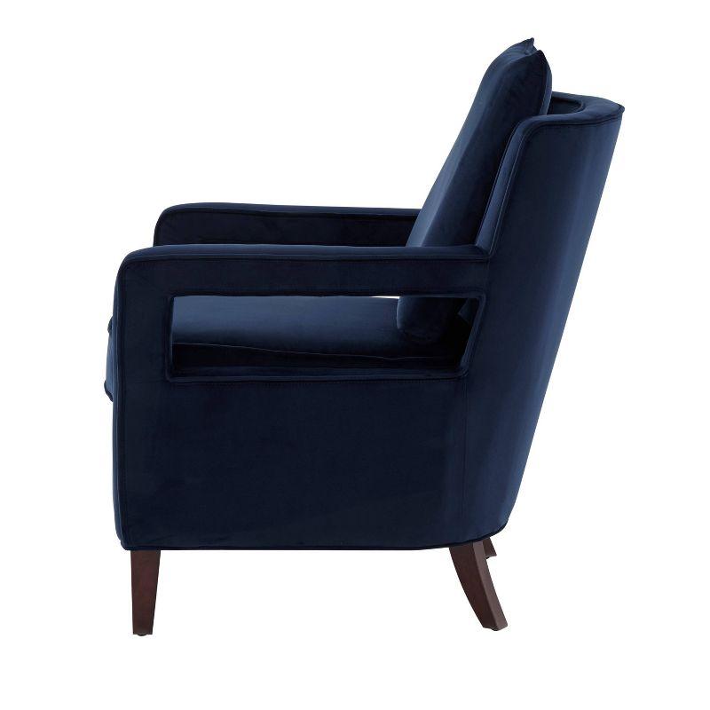 Questa Navy Blue Velvet Wooden Leg Accent Armchair