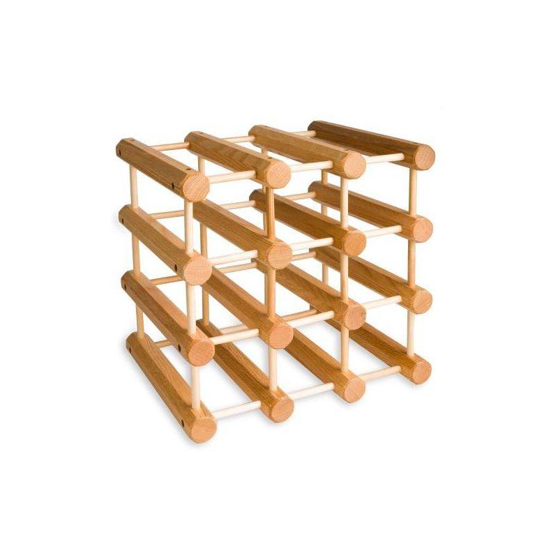 Natural Ash Wood 12-Bottle Modular Wine Rack