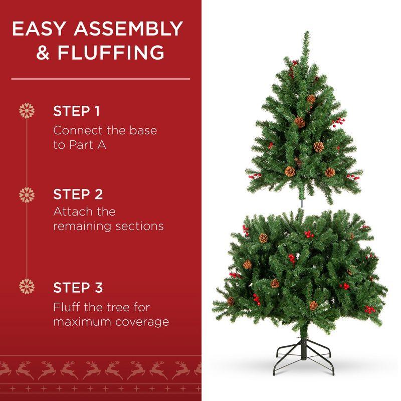 Best Choice Products Pre-Lit Pre-Decorated Holiday Spruce Christmas Tree w/ Tips, Lights, Metal Base