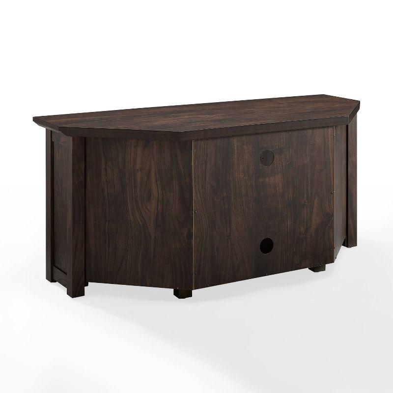 Rustic Dark Walnut Corner TV Stand with Cabinets