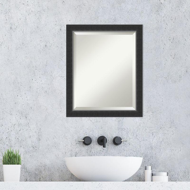 Amanti Art Corvino Black Narrow Beveled Wood Bathroom Wall Mirror