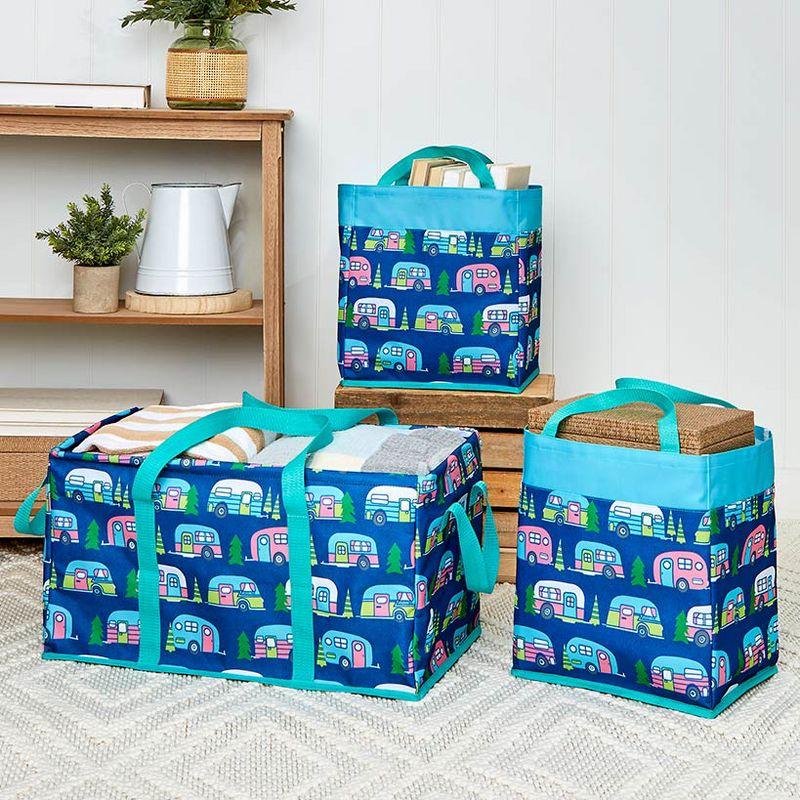 Camper Print Collapsible 3-Piece Storage Bin Set