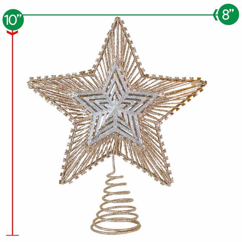 Ornativity Christmas Glitter Star Tree Topper - Rose Gold and Silver