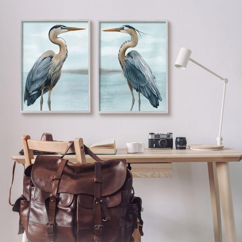 " Detailed Heron Bird Duo " by Grace Popp 2 - Pieces Painting Print