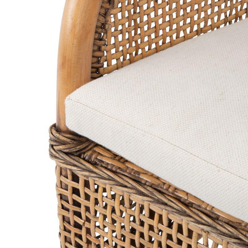 Charlie Rattan Accent Chair W/ Cushion - ACH6514 - White/Honey Brown Wash - Safavieh