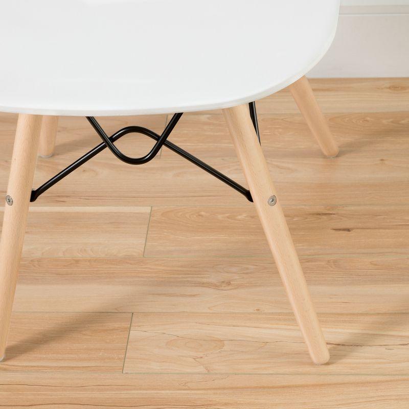 George Oliver South Shore Mid-Century Modern Eiffel Office Chair With Wooden Legs, Clear/White