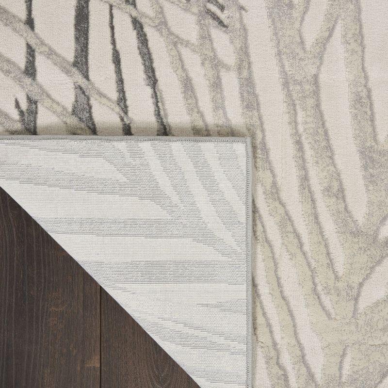 Nourison Rustic Textures Modern Palm Indoor Area Rug Ivory/Grey 2'2" x 7'6"