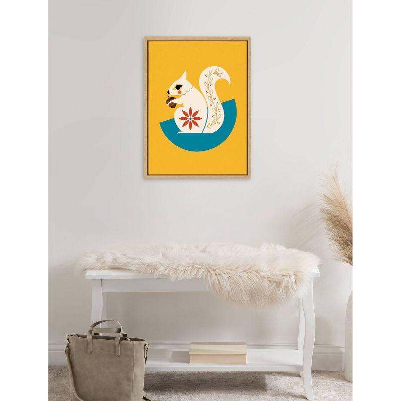 Kate & Laurel All Things Decor 18"x24" Sylvie White Squirrel Framed Canvas Wall Art by Amber Leaders Designs: Mid-Century Modern