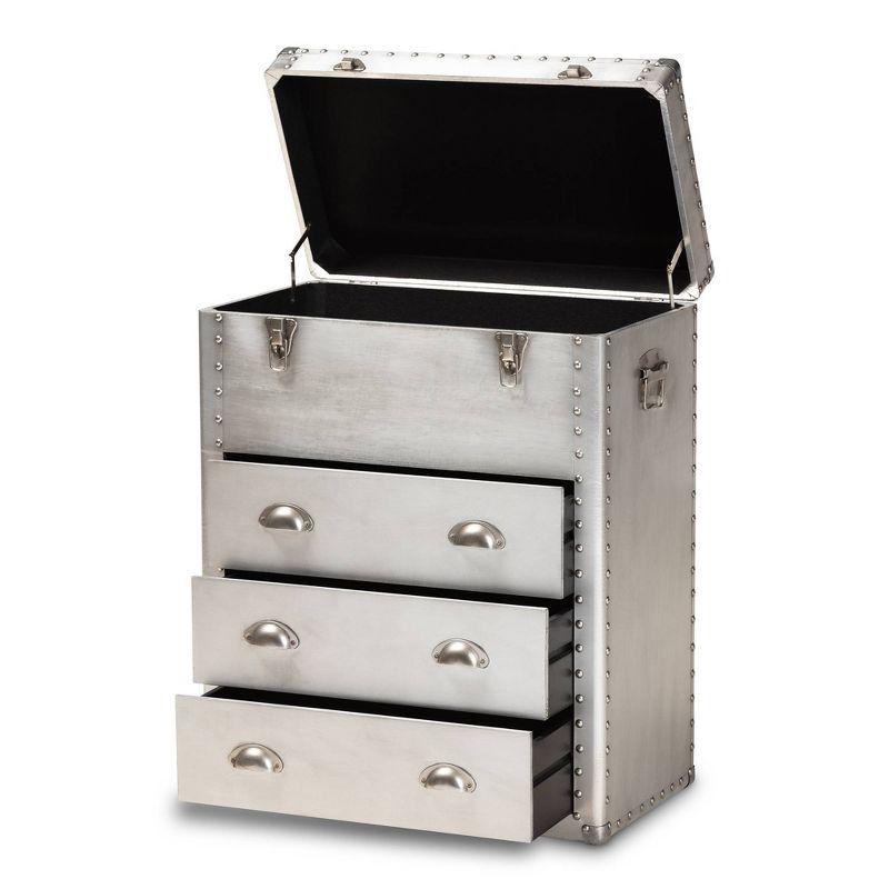 Serge Metal 3 Drawer Accent Storage Chest Silver - Baxton Studio