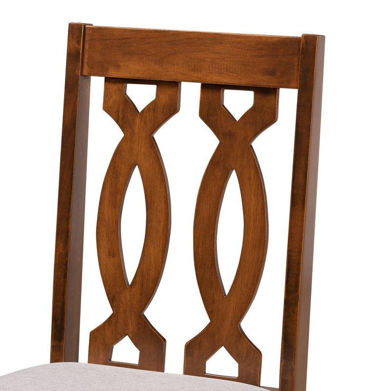 Baxton Studio 2pc Cherese Fabric Upholstered and Wood Dining Chair Set Gray/Brown: Polyester, Spot Clean, Armless Design