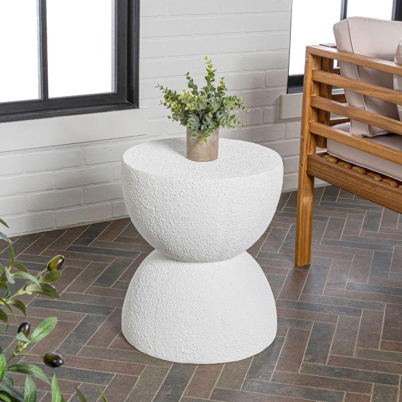 Greta 18" White Polyresin Mid-Century Modern Drum Accent Table