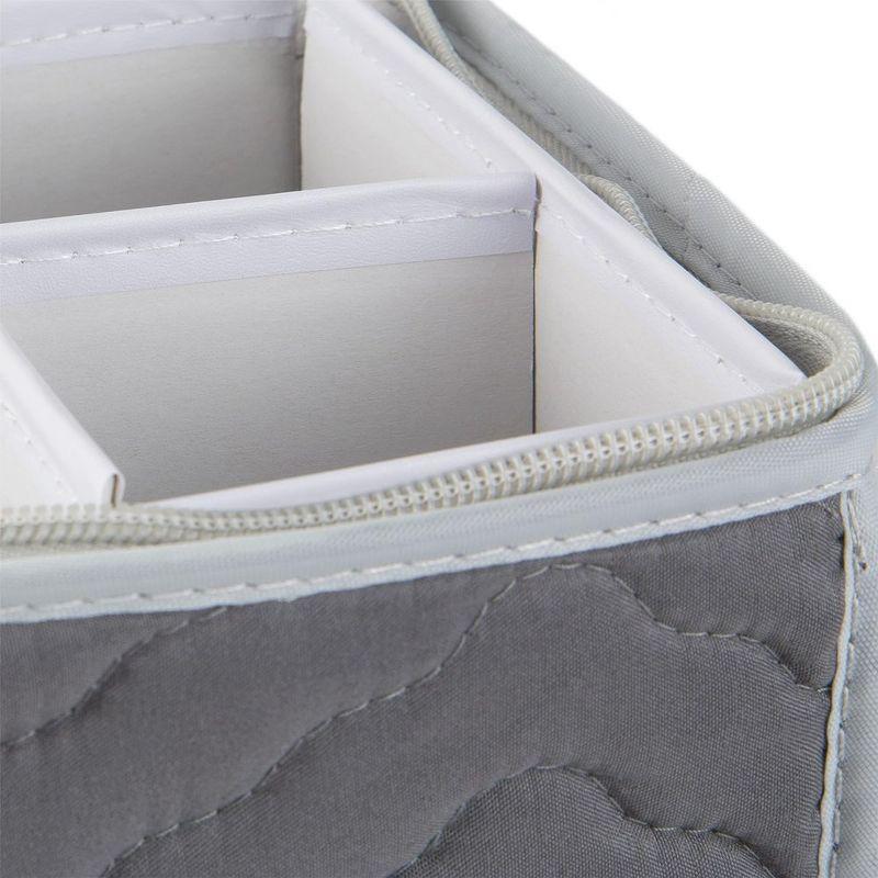 J&V TEXTILES Wine Cup Storage Chest - Deluxe Quilted Microfiber (Light Gray)