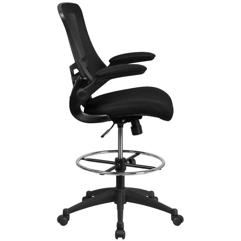 Ergonomic Black Mesh Drafting Chair with Adjustable Arms and Footrest