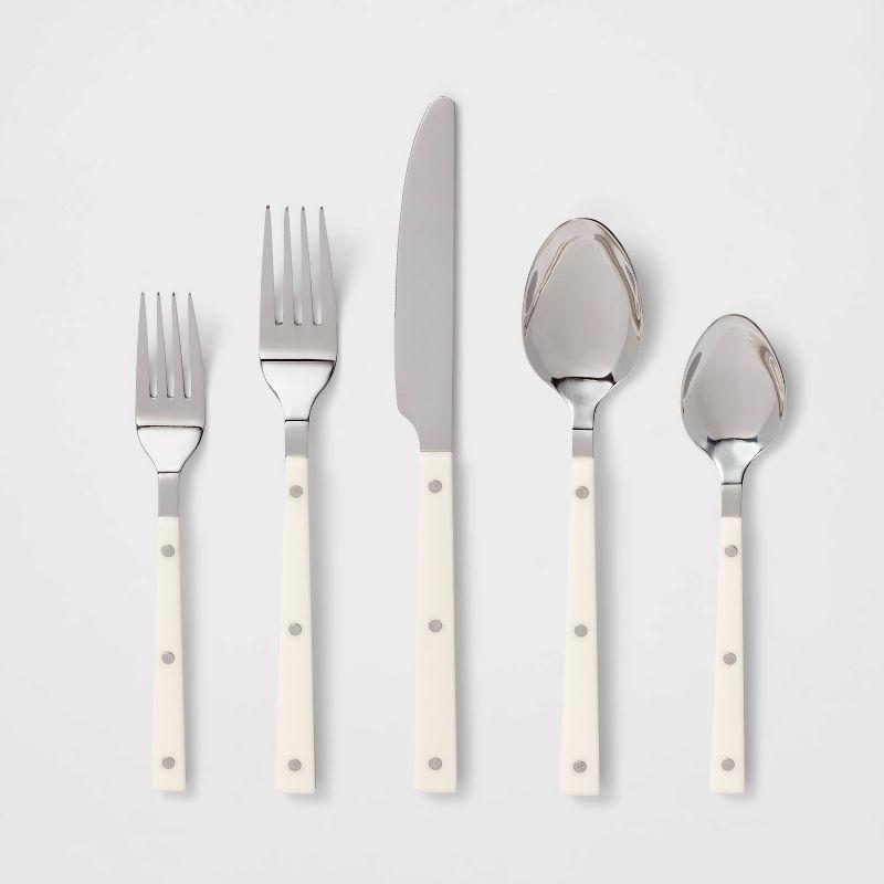 20pc Stainless Steel Burlington Silverware Set Cream - Threshold™: Flatware Set with Forks, Spoons & Knives, Service for 4