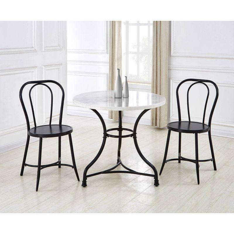 Claire Round Cafe Table White/Black - Steve Silver Co.: 34" Iron Base, Marble Top, Seats 2