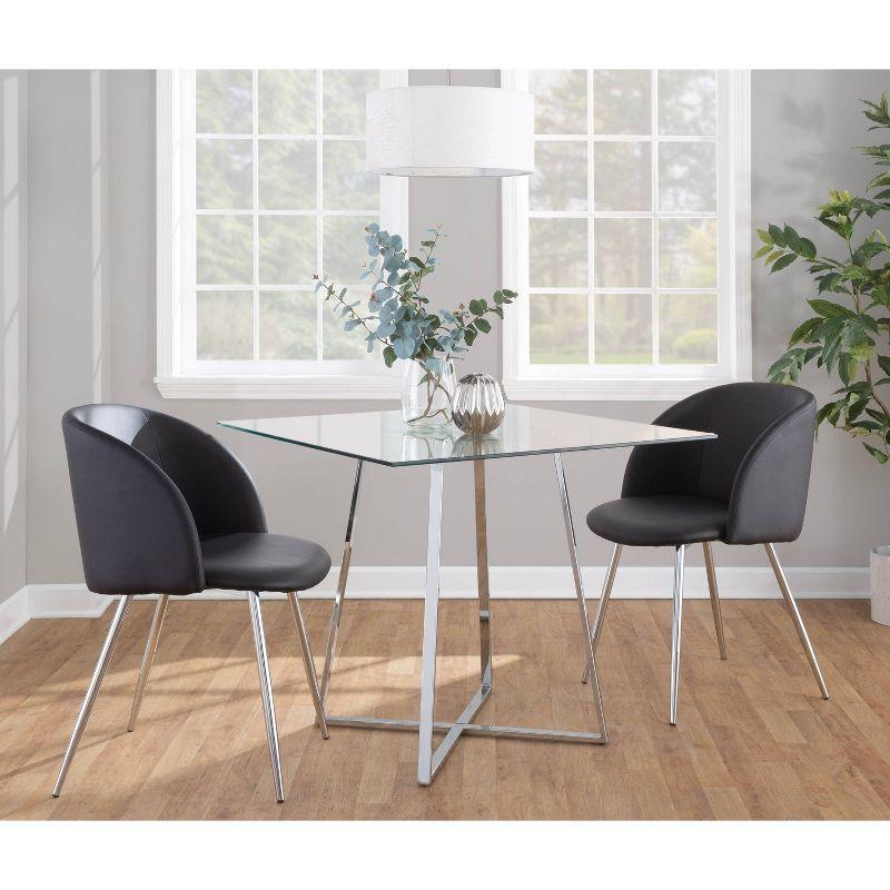 Set of 2 Fran Dining Chairs Chrome/Black - LumiSource: Upholstered, Metal Legs, Contemporary Style