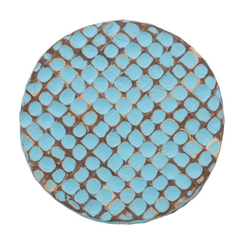 bali & pari Juliette Coconut Shell and Acacia Wood End Table Sky Blue/Natural Brown