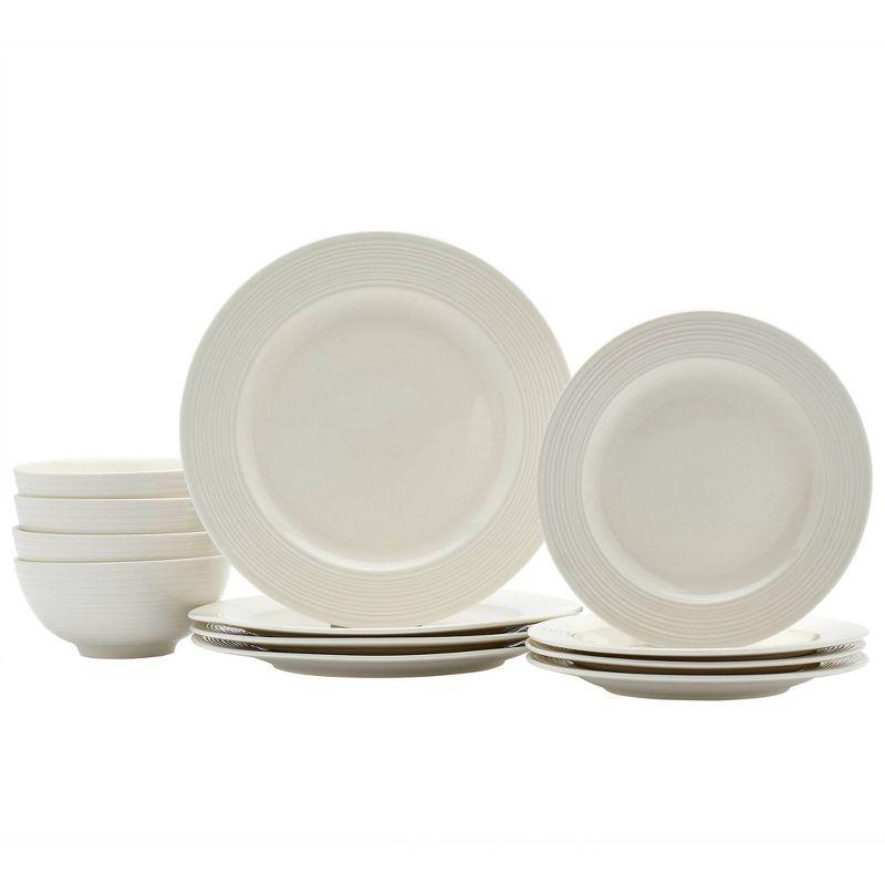 12pc Porcelain Embossed Contempo Dinnerware Set - Tabletops Gallery