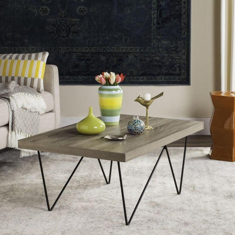 Transitional Brown Wood & Metal Coffee Table with Storage