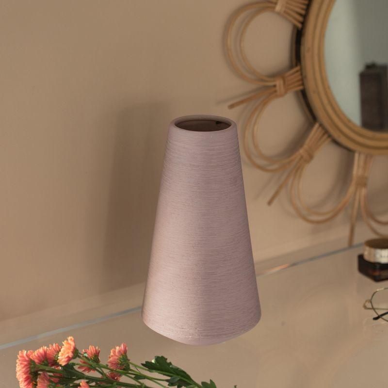 Uniquewise 10" H Decorative Ceramic Round Cone Shape Centerpiece Table Vase Pink, Large
