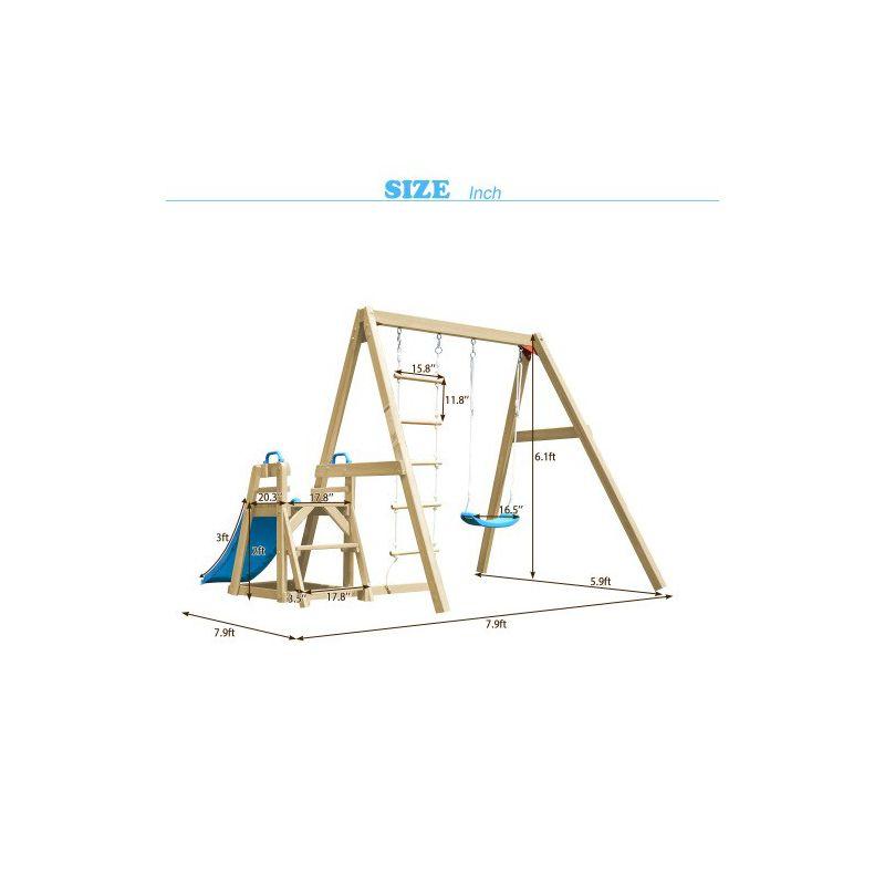 Wooden Swing Set with Slide