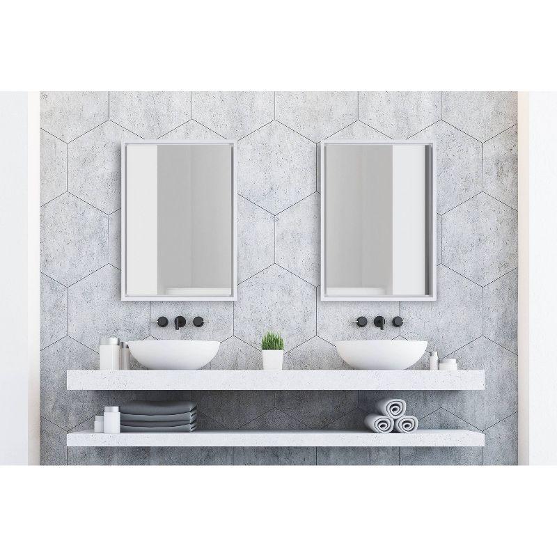 18"x24" Evans Rectangle Wall Mirror White - Kate & Laurel All Things Decor: Modern Vanity, Bathroom Wall Mount